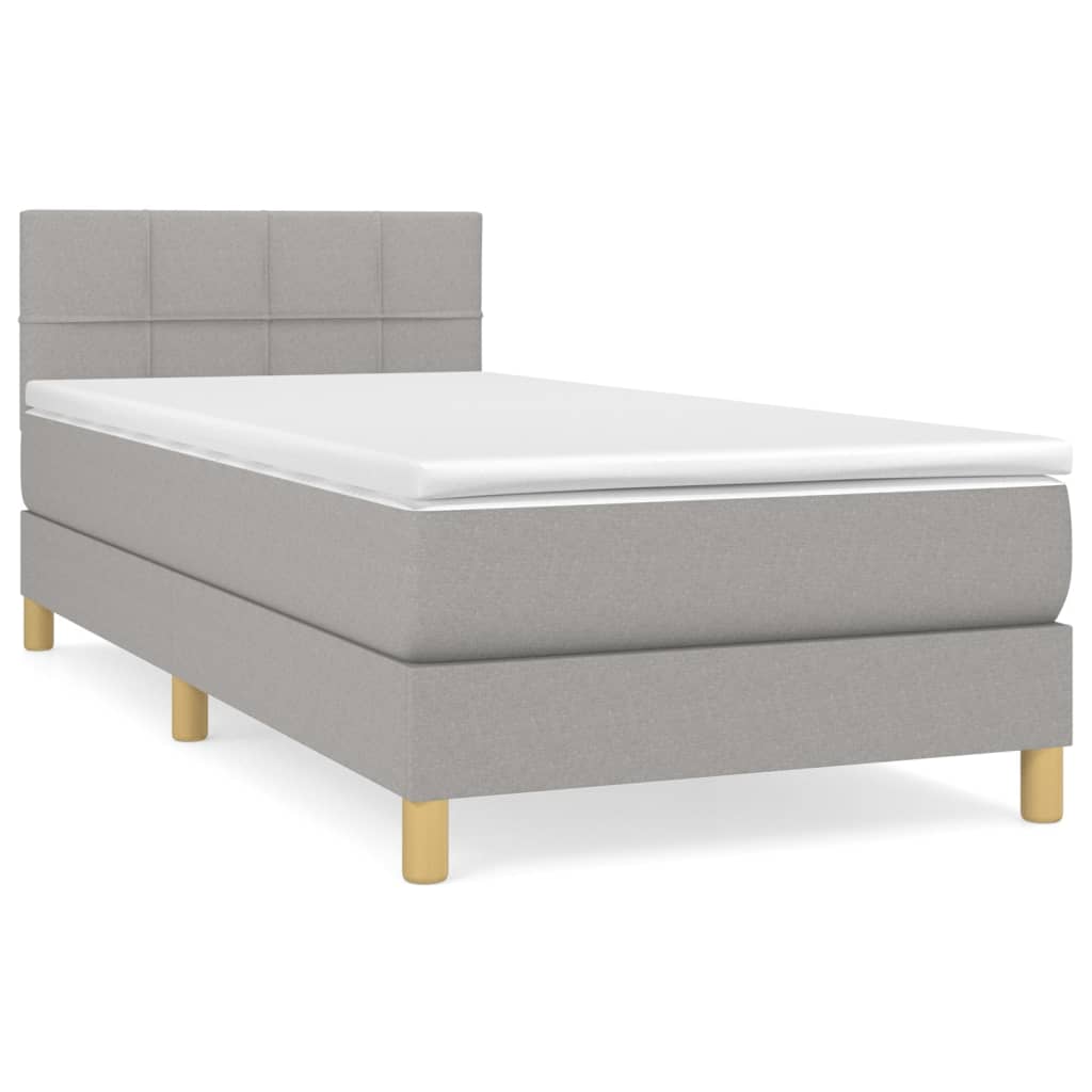 Box spring krevet s madracem svjetlosivi 90x190 cm od tkanine