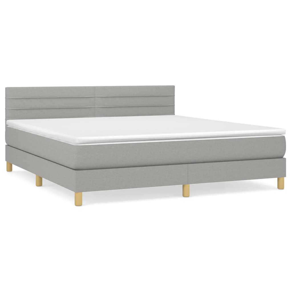 Krevet box spring s madracem svjetlosiva 160x200 cm tkanina