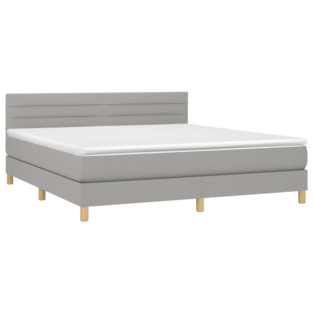 Krevet box spring s madracem svjetlosiva 160x200 cm tkanina