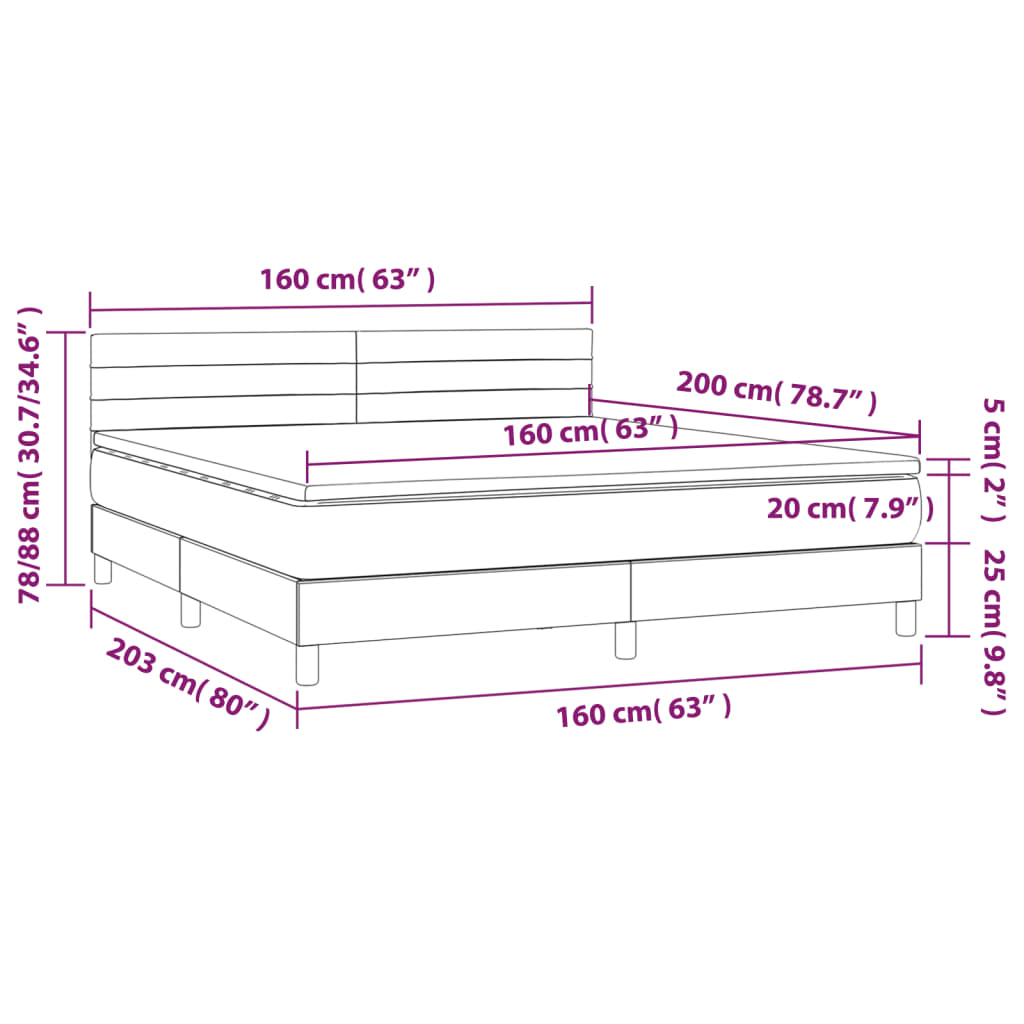 Krevet s oprugama i madracem crni 160x200 cm od tkanine