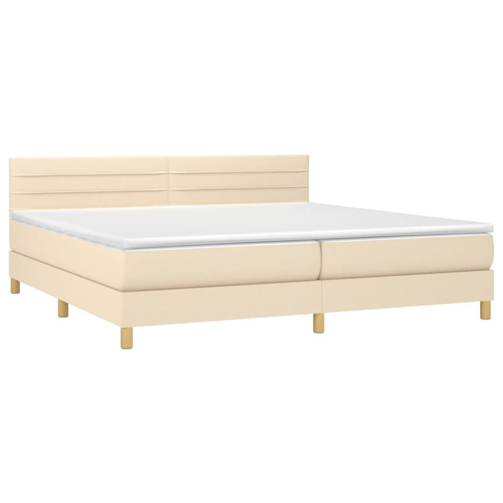 Krevet s oprugama i madracem krem 200 x 200 cm od tkanine