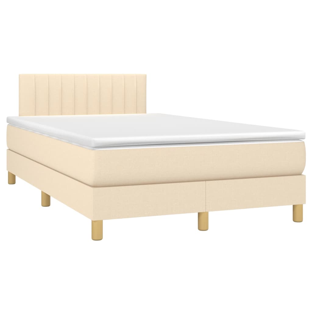 Krevet s oprugama i madracem krem 120 x 200 cm od tkanine