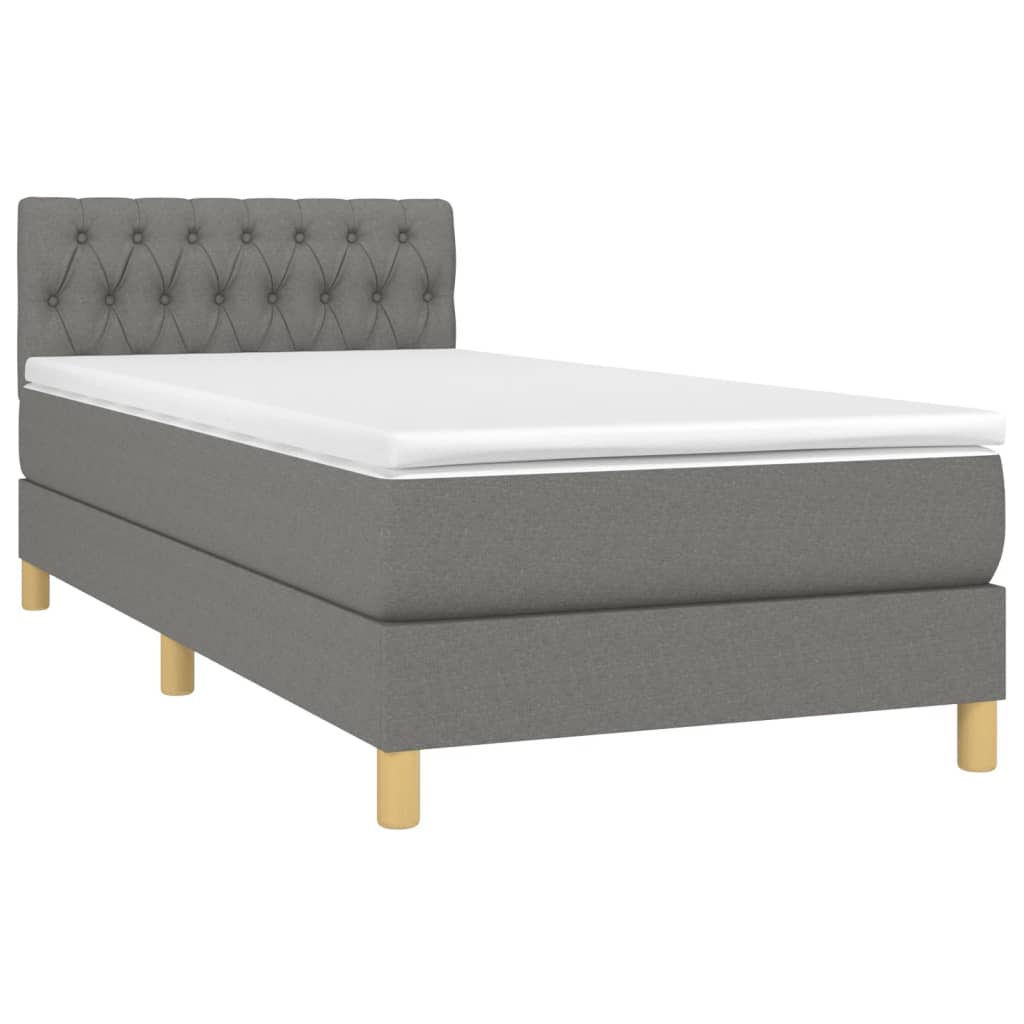 Krevet s oprugama i madracem tamnosivi 90 x 190 cm od tkanine