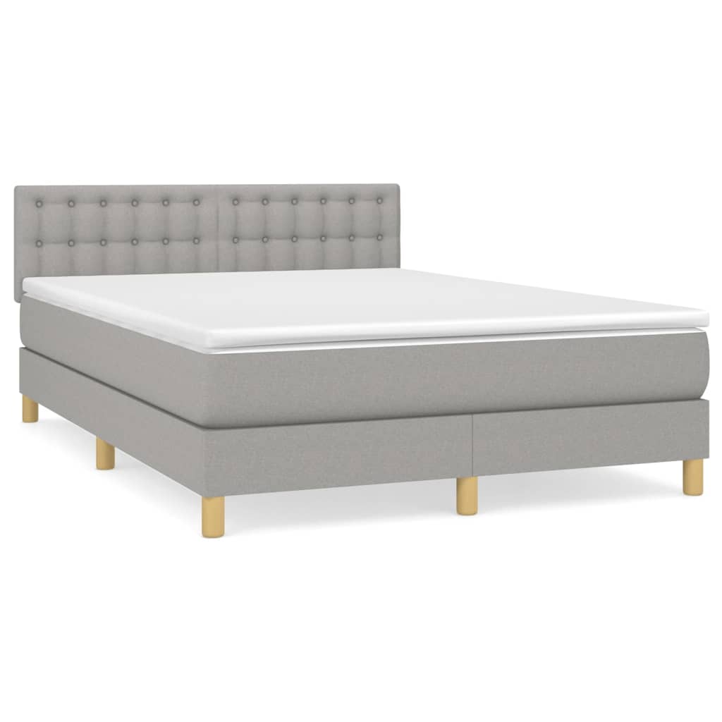 Krevet box spring s madracem svjetlosivi 140x200 cm od tkanine