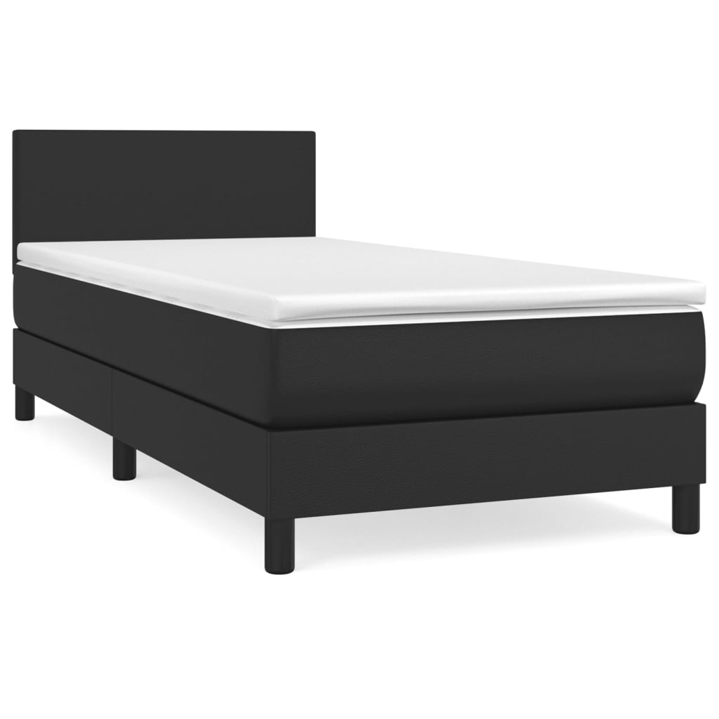 Krevet s oprugama i madracem crni 90x190 cm od umjetne kože
