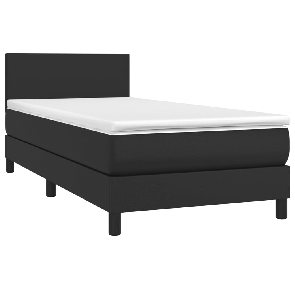 Krevet s oprugama i madracem crni 90 x 200 cm od umjetne kože