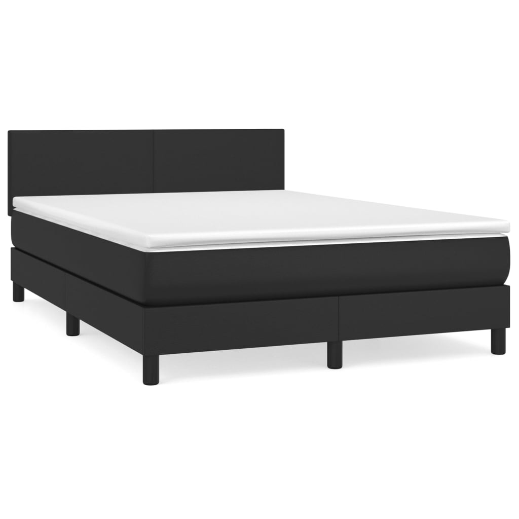 Krevet s oprugama i madracem crni 140 x 190 cm od umjetne kože