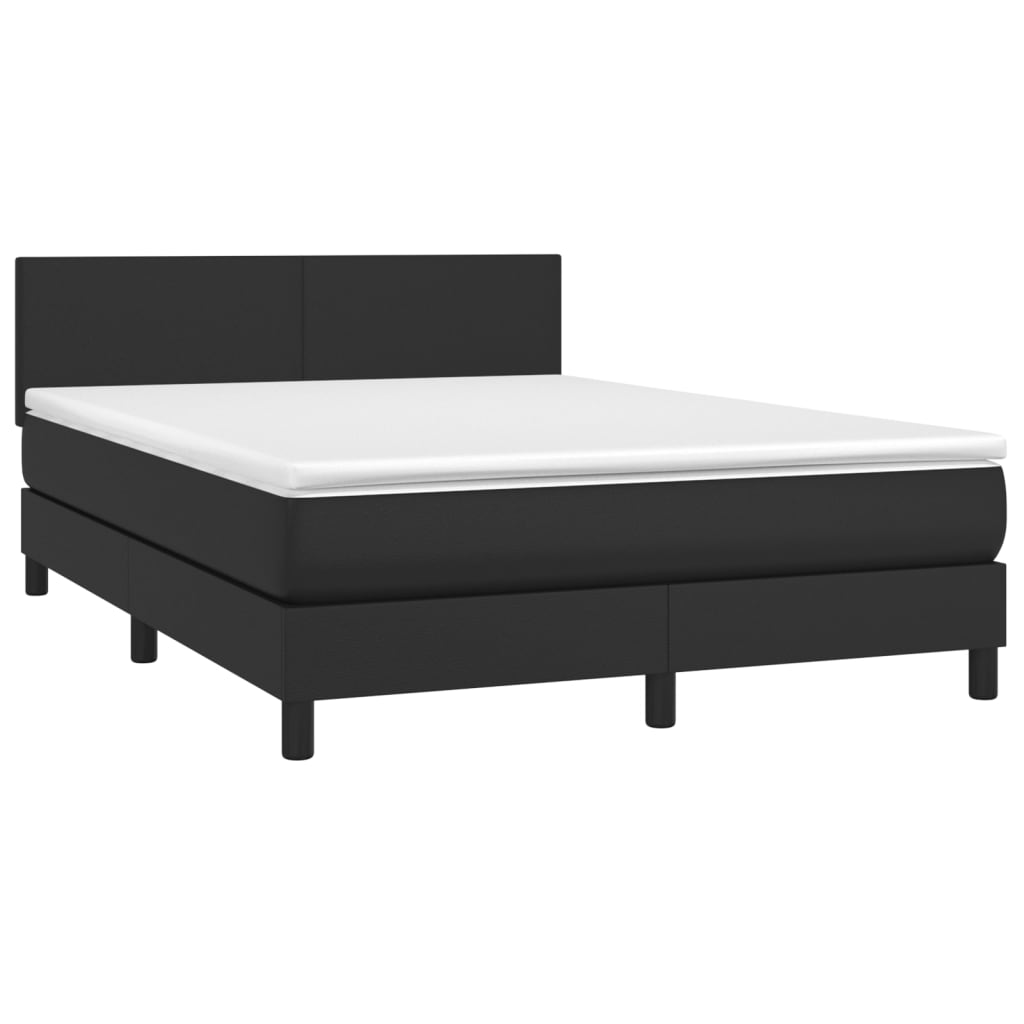 Krevet s oprugama i madracem crni 140 x 190 cm od umjetne kože