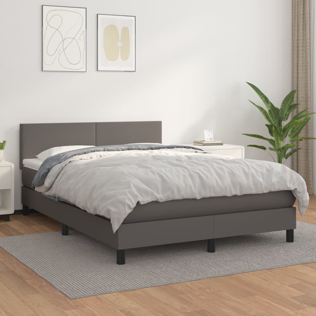 Krevet s oprugama i madracem sivi 140x190 cm od umjetne kože