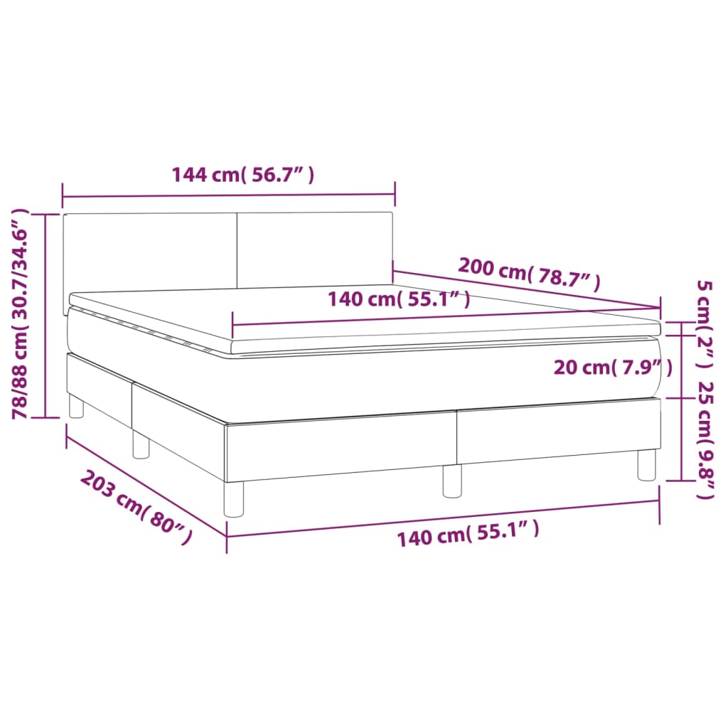 Krevet s oprugama i madracem bijeli 140x200 cm od umjetne kože