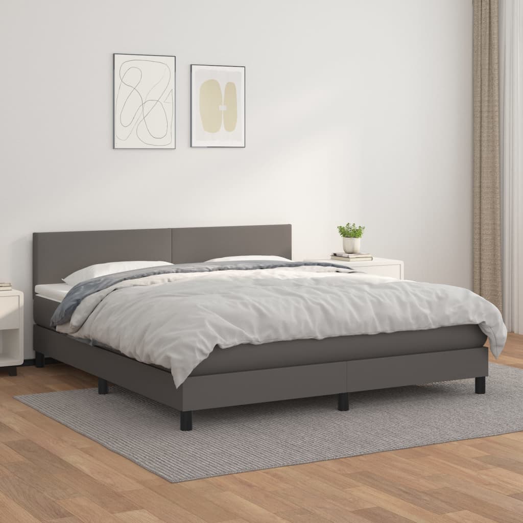 Krevet s oprugama i madracem sivi 160x200 cm od umjetne kože