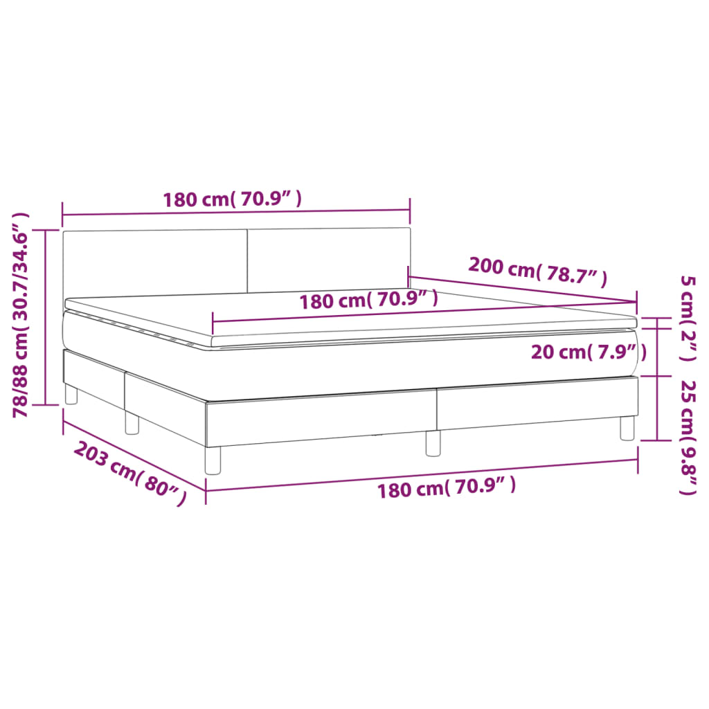 Krevet s oprugama i madracem sivi 180 x 200 cm od umjetne kože