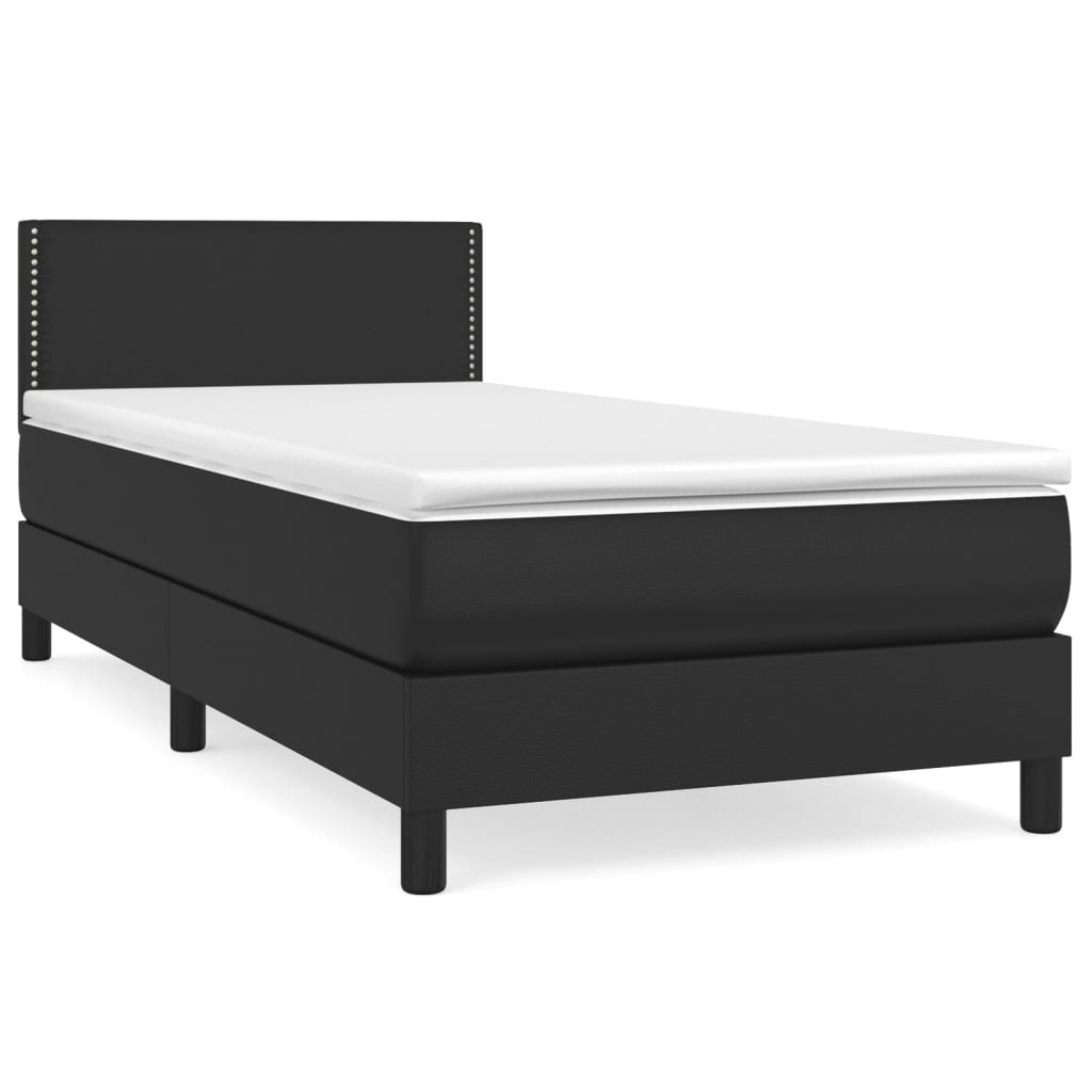 Krevet s oprugama i madracem crni 80 x 200 cm od umjetne kože