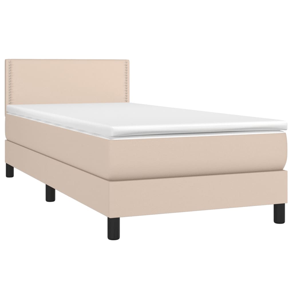 Krevet s oprugama i madrac cappuccino 80x200 cm od umjetne kože