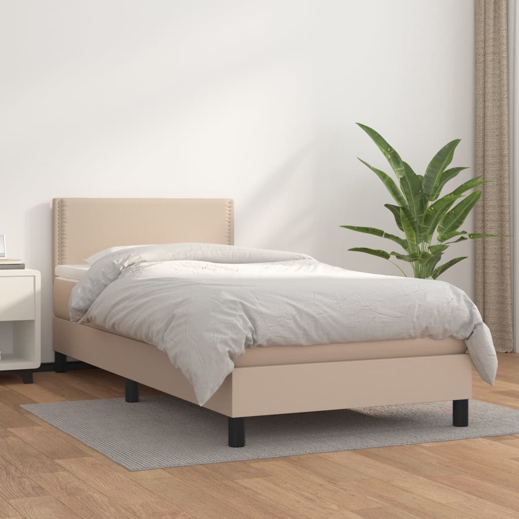 Krevet s oprugama i madrac cappuccino 80x200 cm od umjetne kože