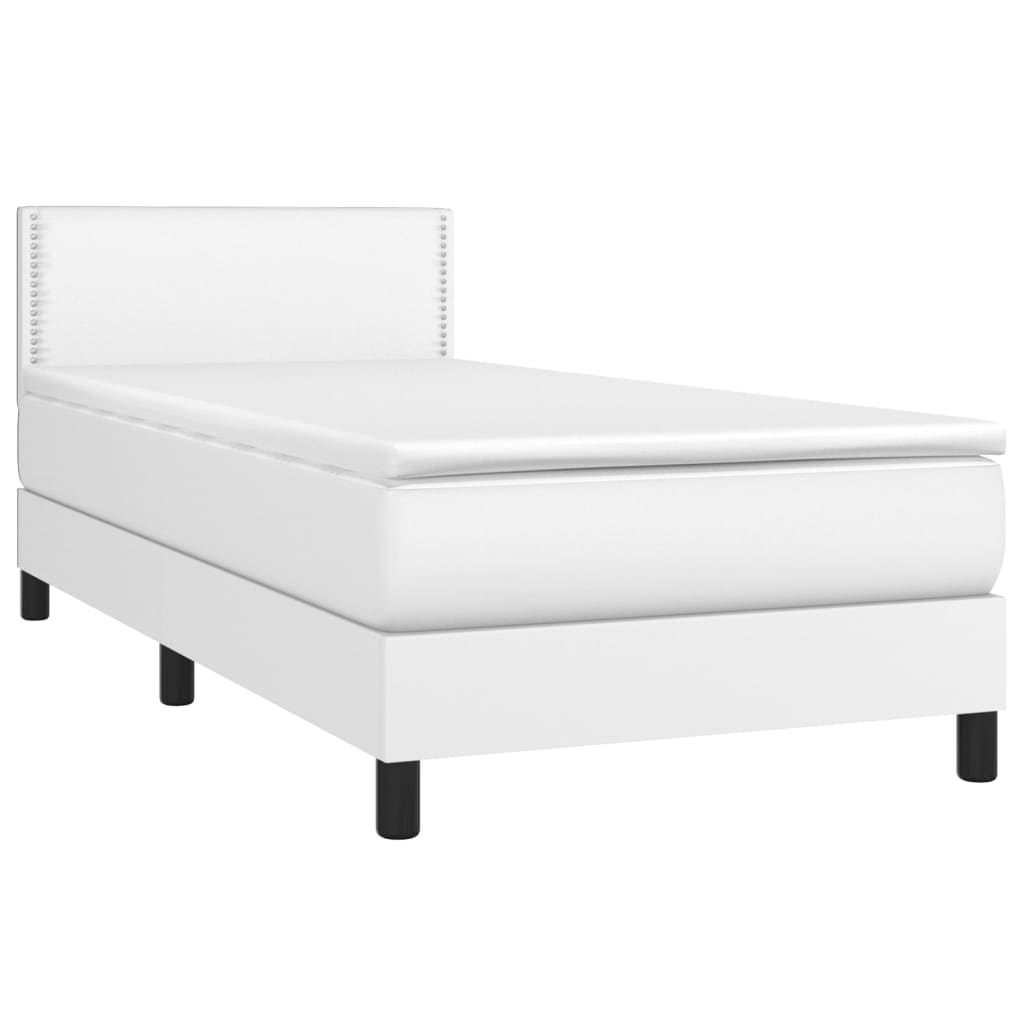 Krevet s oprugama i madracem bijeli 100x200 cm od umjetne kože