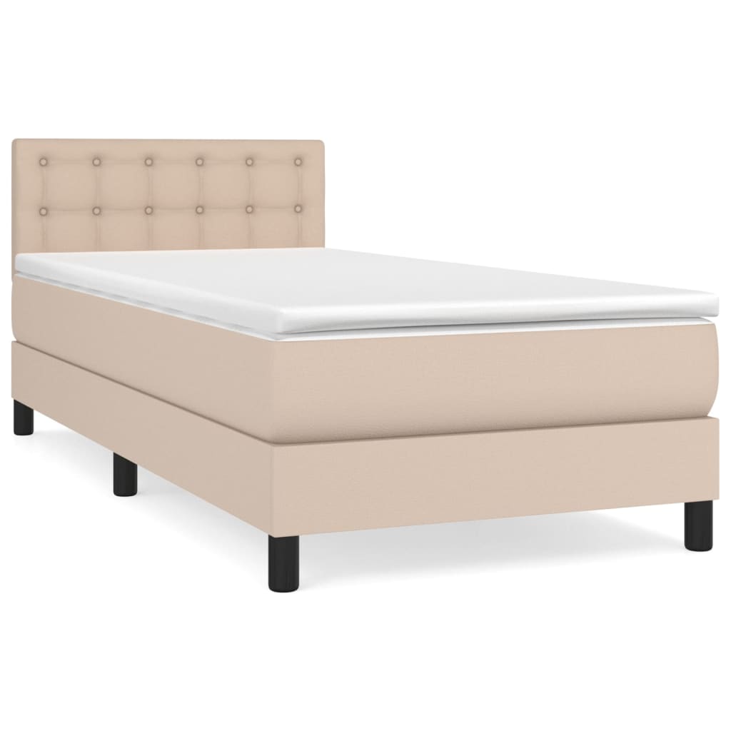 Krevet s oprugama i madrac cappuccino 80x200 cm od umjetne kože