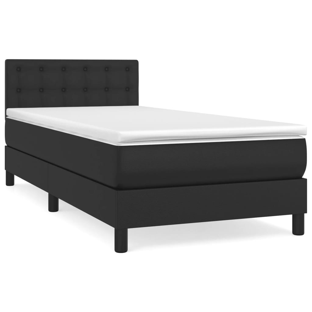 Krevet s oprugama i madracem crni 90 x 200 cm od umjetne kože