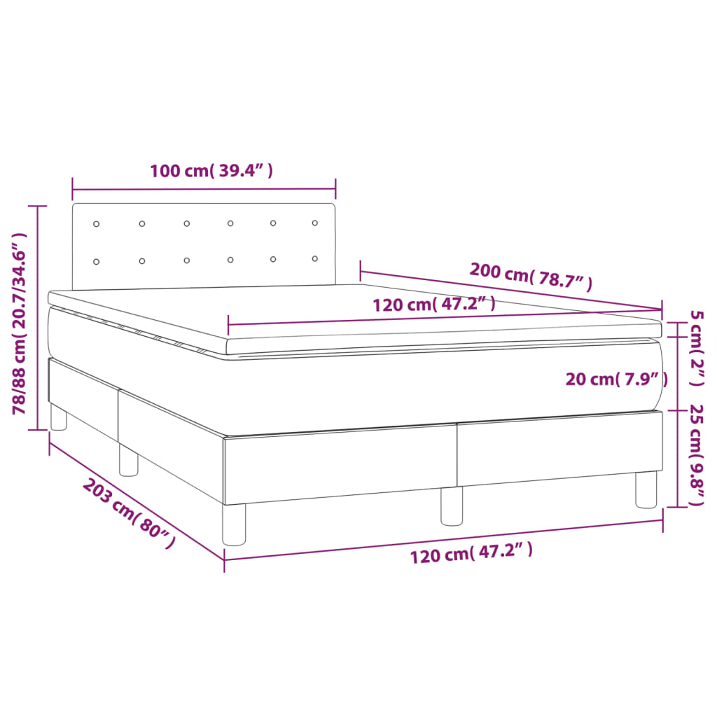 Krevet s oprugama i madracem sivi 120x200 cm od umjetne kože