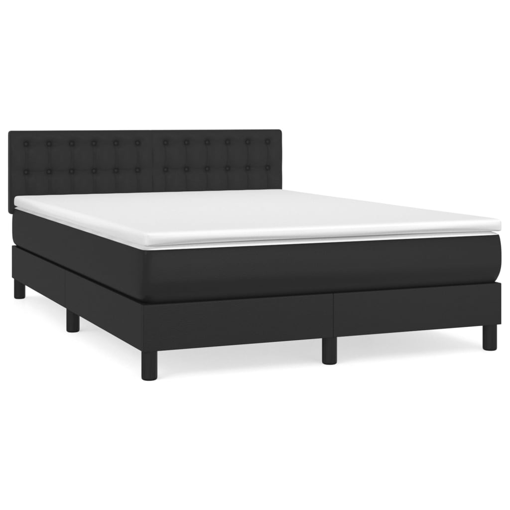Krevet s oprugama i madracem crni 140 x 190 cm od umjetne kože