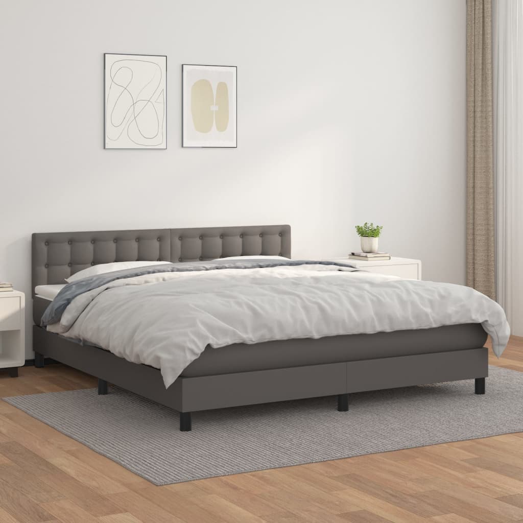 Krevet s oprugama i madracem sivi 160x200 cm od umjetne kože