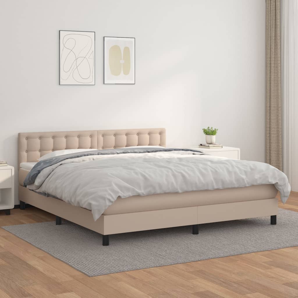 Krevet box spring s madracem cappuccino 180x200 cm umjetna koža