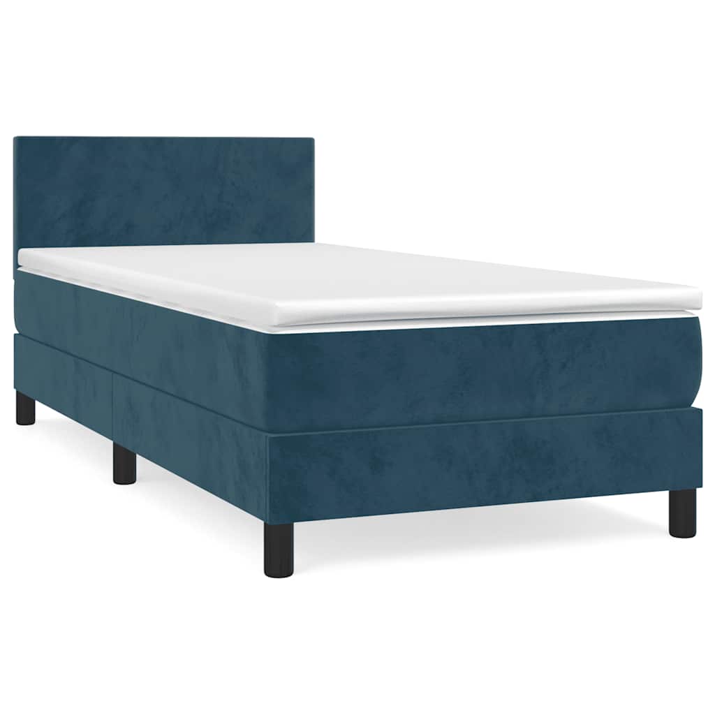 Box spring krevet s madracem tamnoplavi 90x190 cm baršunasti