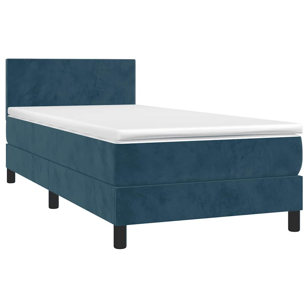 Box spring krevet s madracem tamnoplavi 90x200 cm baršunasti