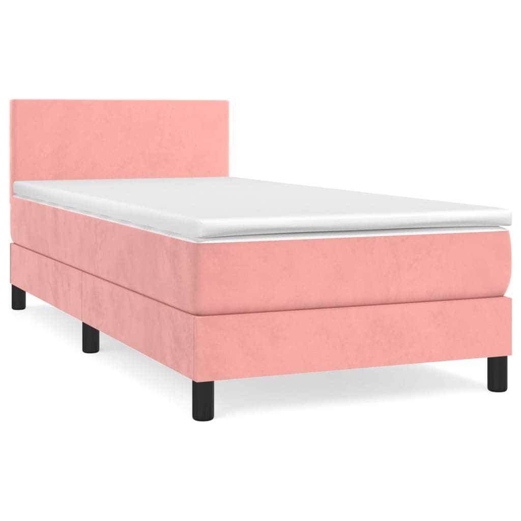 Box spring krevet s madracem ružičasti 100x200 cm baršunasti