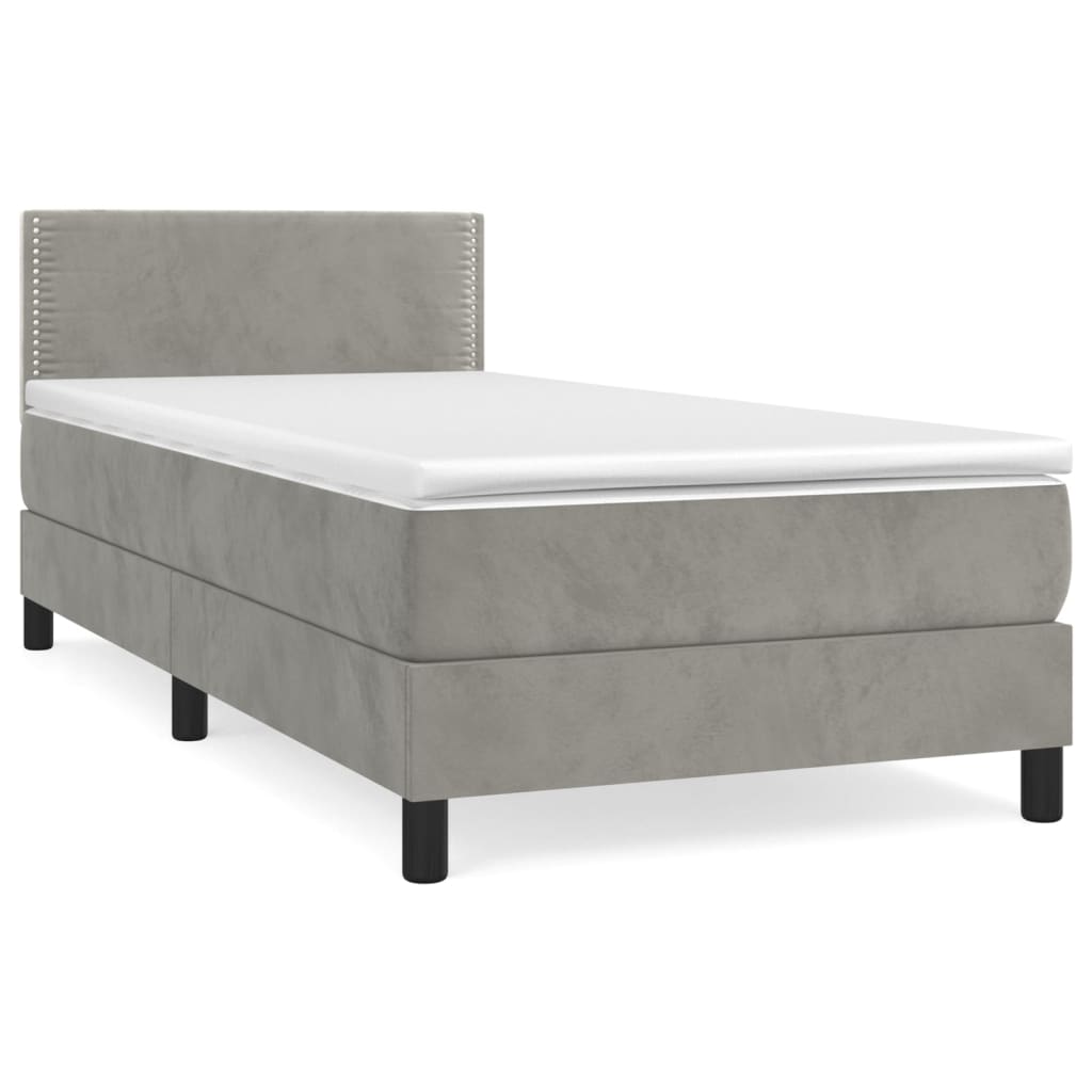 Box spring krevet s madracem svjetlosivi 80 x 200 cm baršunasti