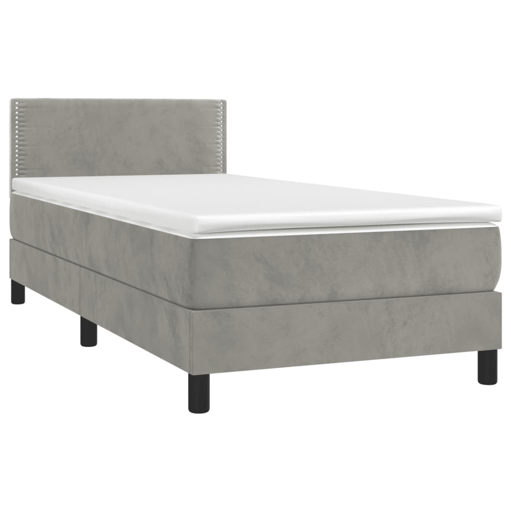 Box spring krevet s madracem svjetlosivi 80 x 200 cm baršunasti