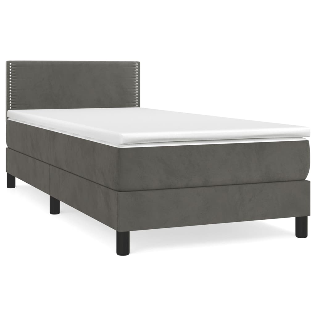 Box spring krevet s madracem tamnosivi 90x190 cm baršunasti