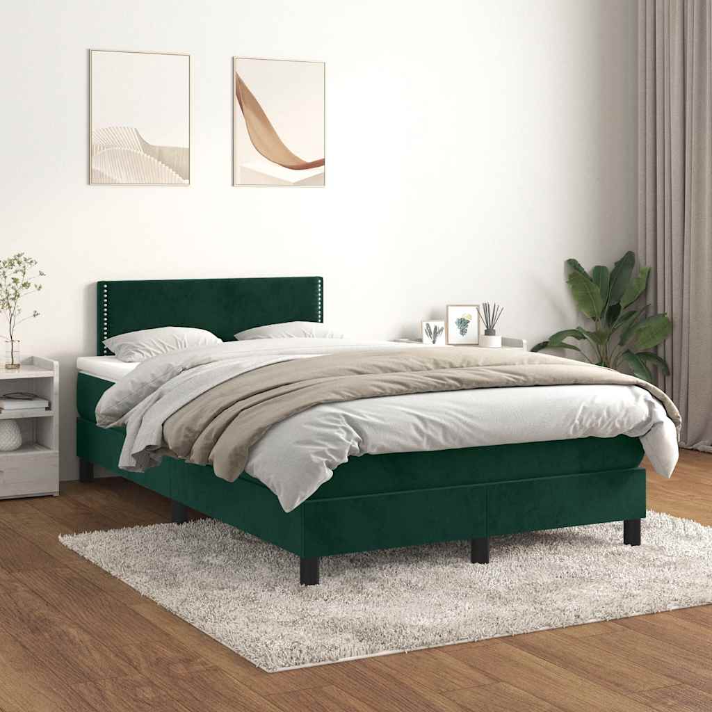 Box spring krevet s madracem tamnozeleni 120x200 cm baršunasti