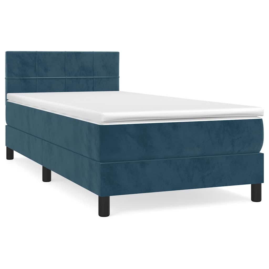 Box spring krevet s madracem tamnoplavi 80 x 200 cm baršunasti