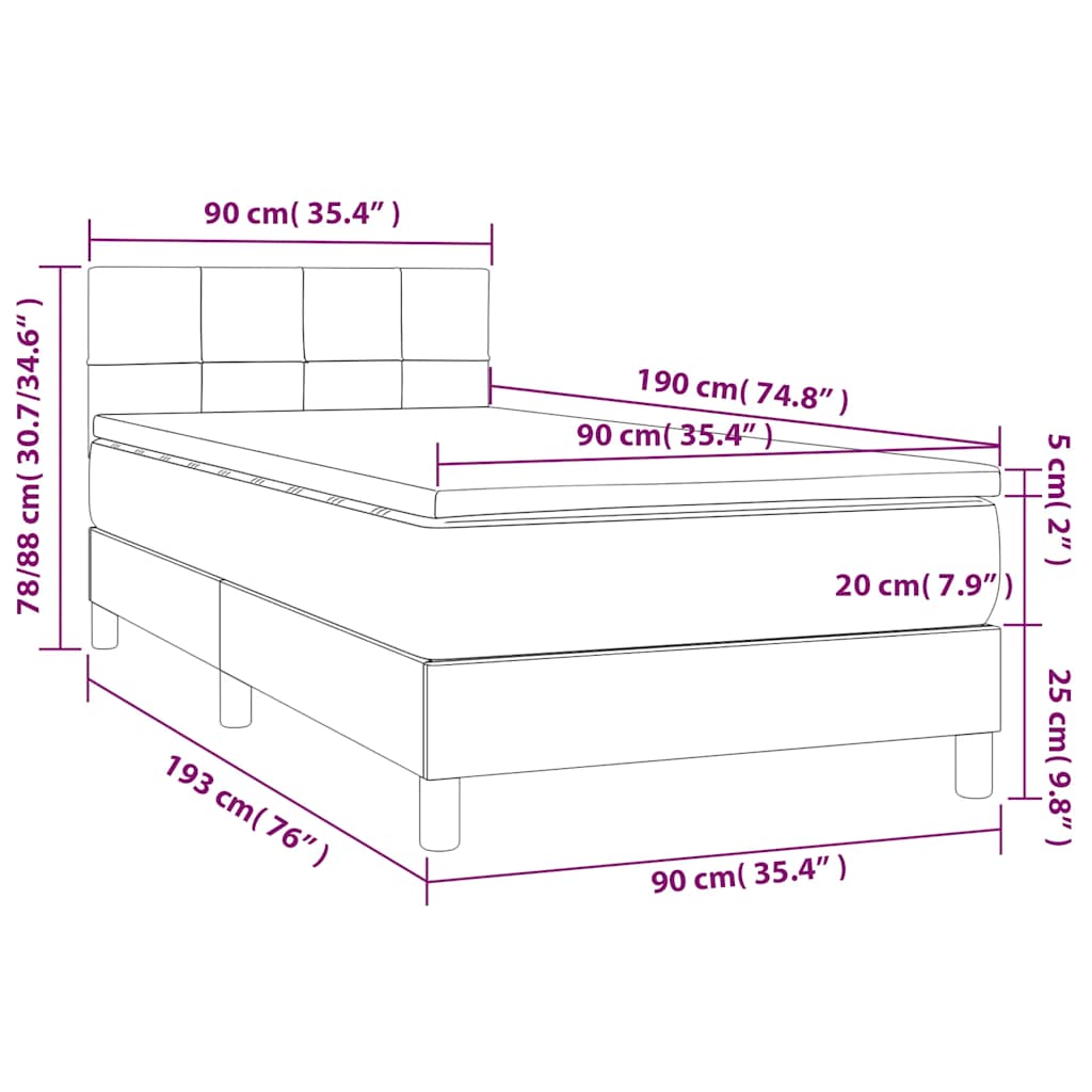 Box spring krevet s madracem tamnozeleni 90x190 cm baršunasti