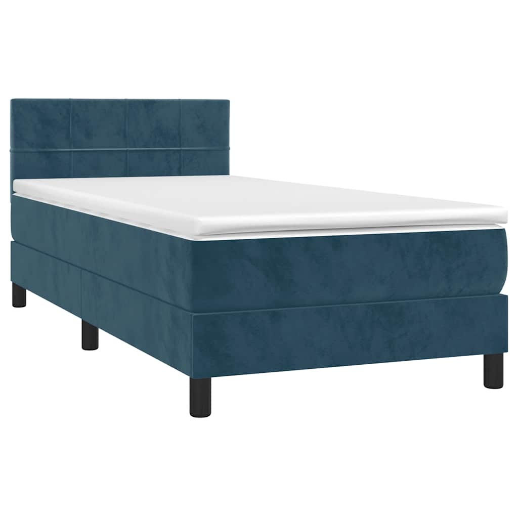 Box spring krevet s madracem tamnoplavi 90x200 cm baršunasti