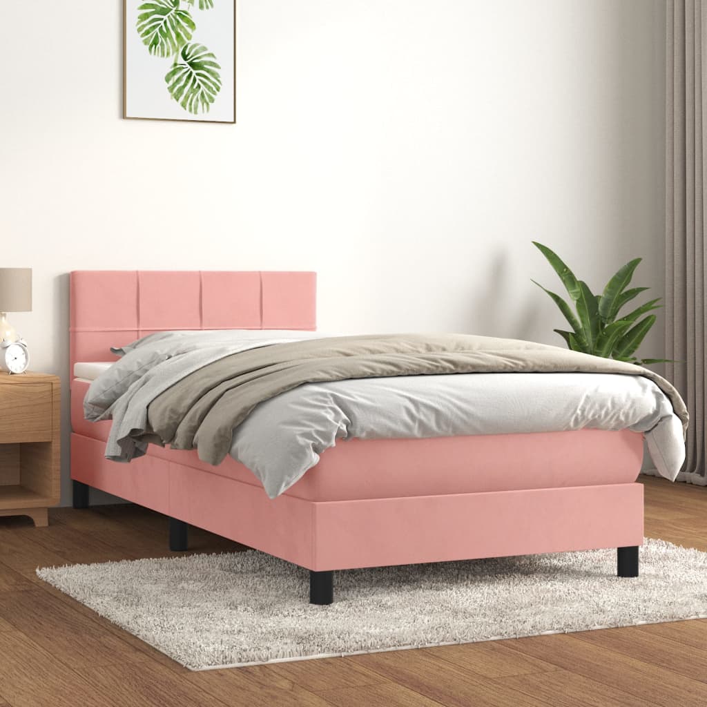 Box spring krevet s madracem ružičasti 100x200 cm baršunasti