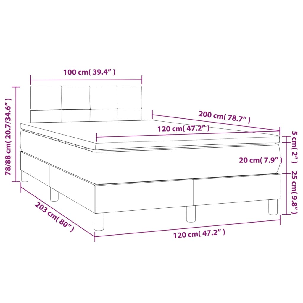Box spring krevet s madracem crni 120 x 200 cm baršunasti