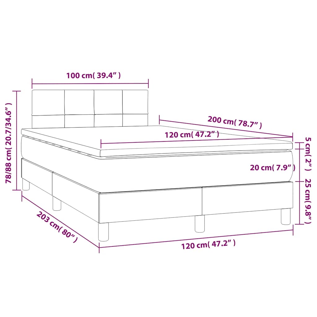 Box spring krevet s madracem tamnozeleni 120x200 cm baršunasti