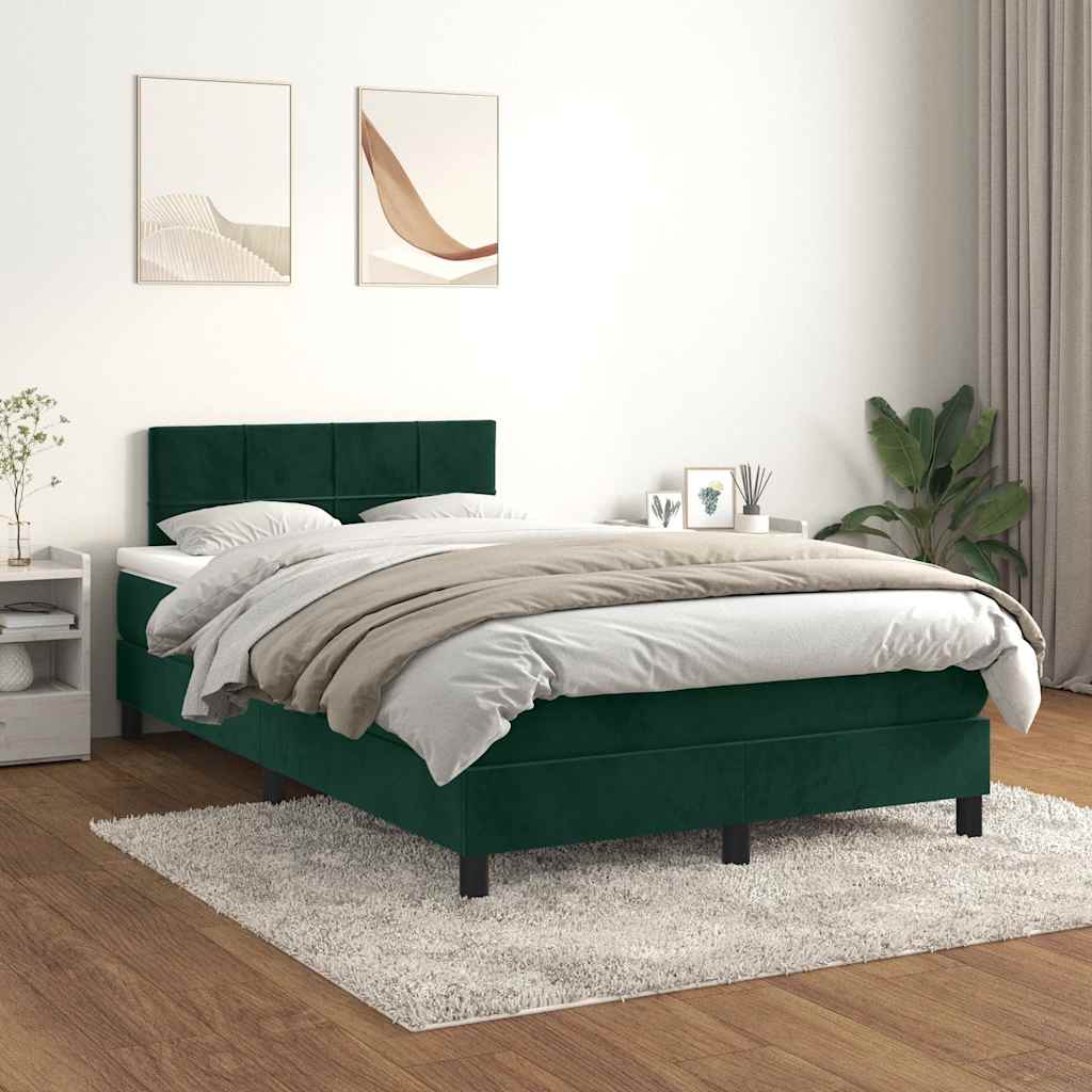 Box spring krevet s madracem tamnozeleni 120x200 cm baršunasti