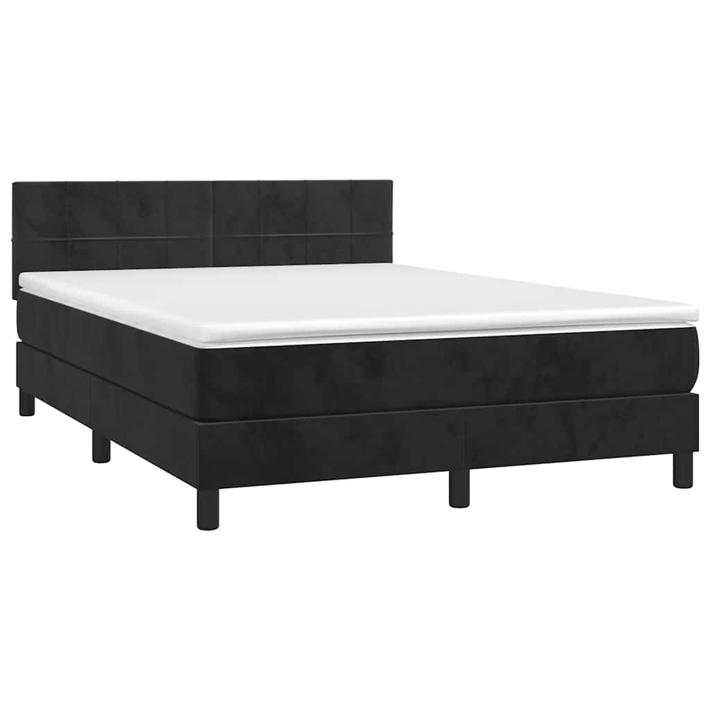 Krevet s oprugama i madracem crni 140 x 190 cm baršunasti