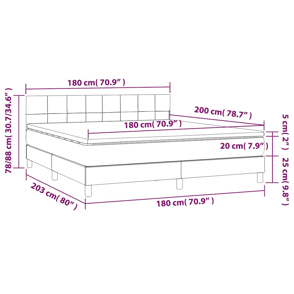 Krevet s oprugama i madracem crni 180x200 cm baršunasti