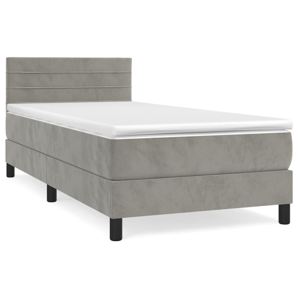 Box spring krevet s madracem svjetlosivi 80 x 200 cm baršunasti