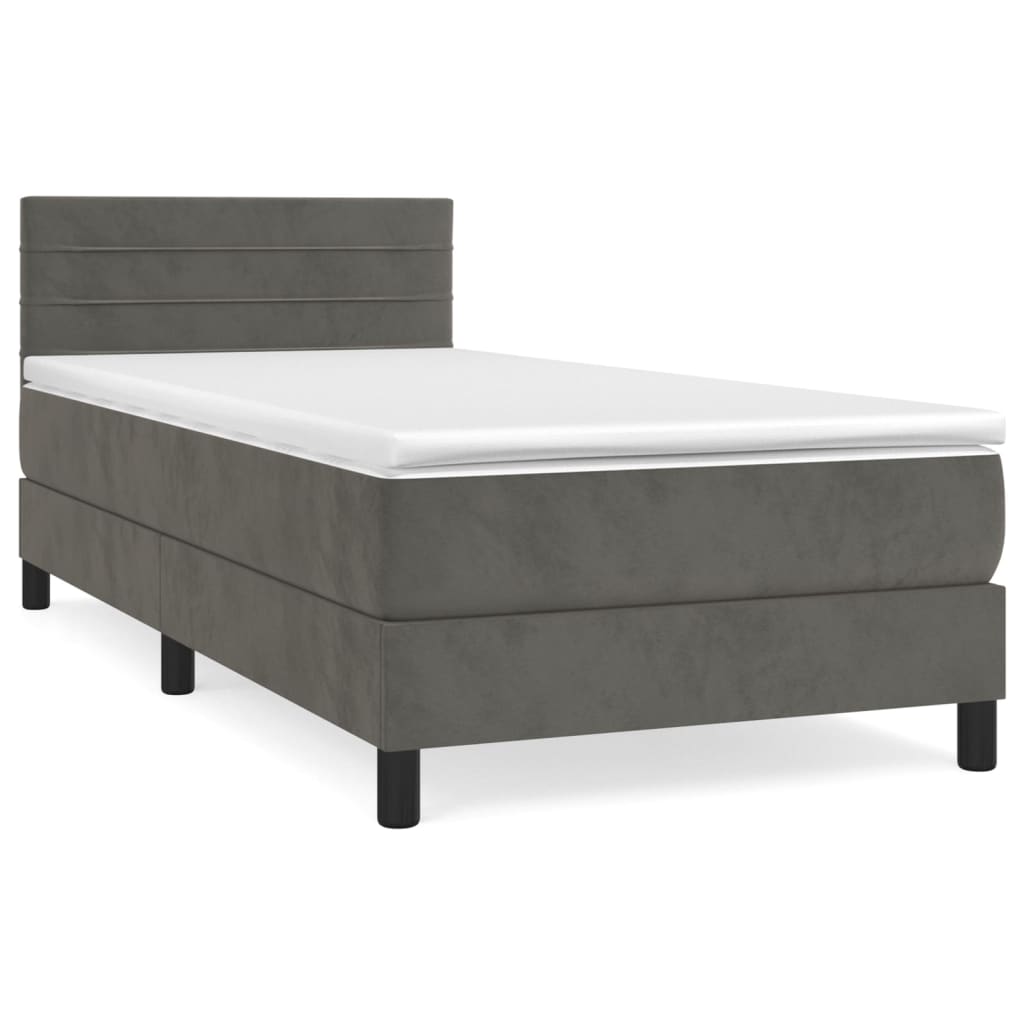 Box spring krevet s madracem tamnosivi 80 x 200 cm baršunasti