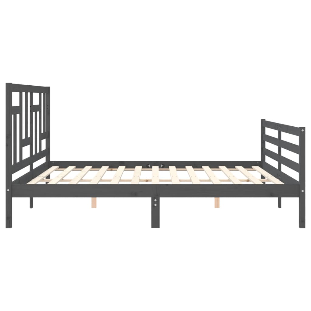 Okvir za krevet s uzglavljem sivi 200 x 200 cm od masivnog drva