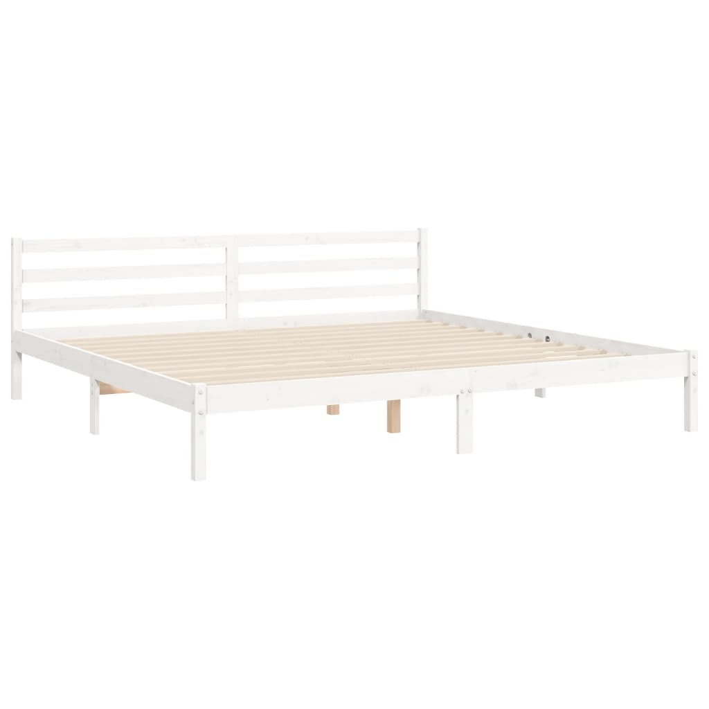 Okvir za krevet s uzglavljem bijeli 200x200 cm od masivnog drva