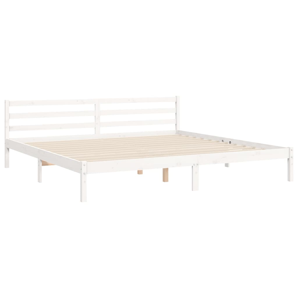 Okvir za krevet s uzglavljem bijeli 200x200 cm od masivnog drva