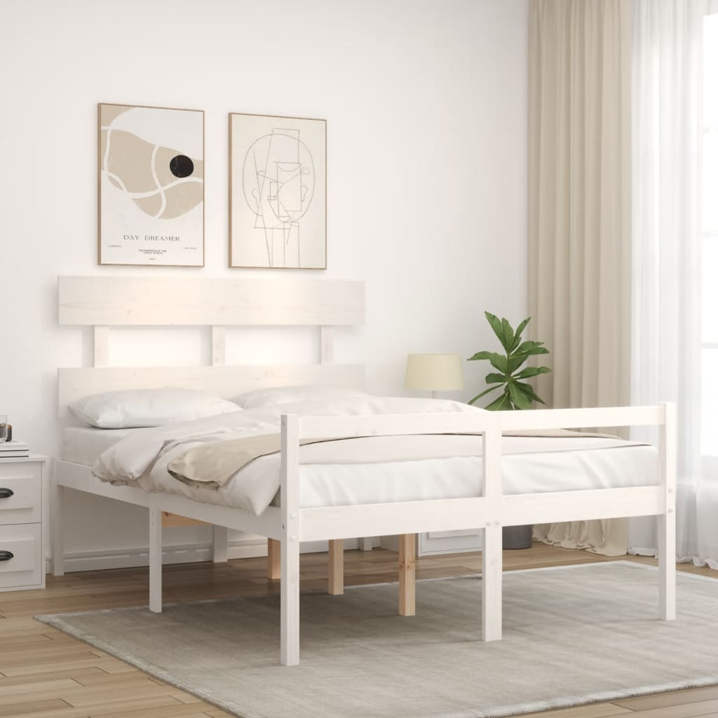 Krevet za starije s uzglavljem bijeli 120x200 cm masivnog drva