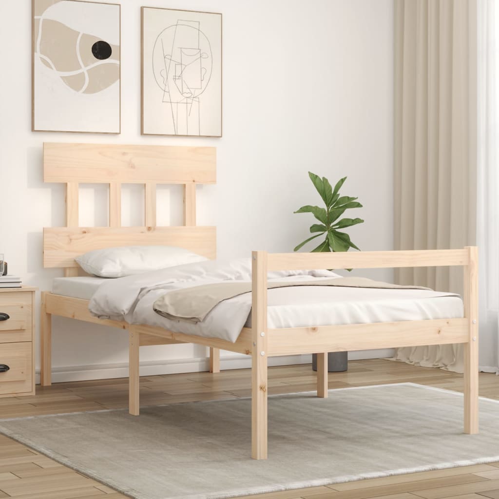 Krevet za starije s uzglavljem 90x200 cm od masivnog drva