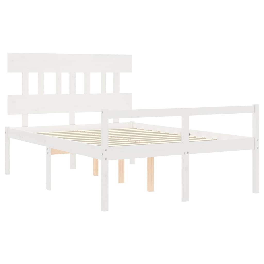 Krevet za starije s uzglavljem bijeli 120x200 cm masivnog drva
